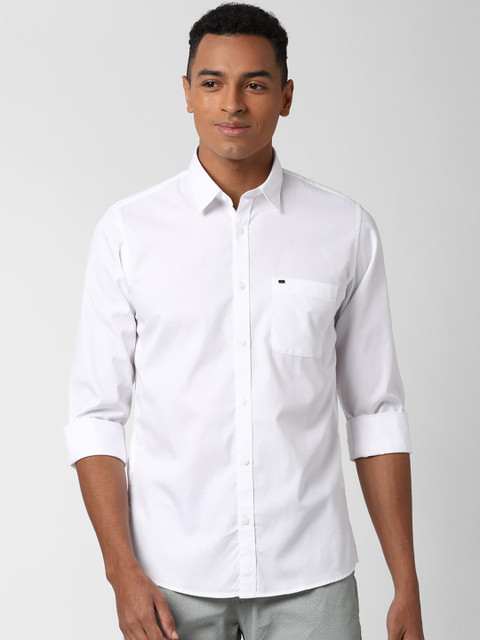 

Peter England Casuals Men White Slim Fit Solid Pure Cotton Casual Shirt