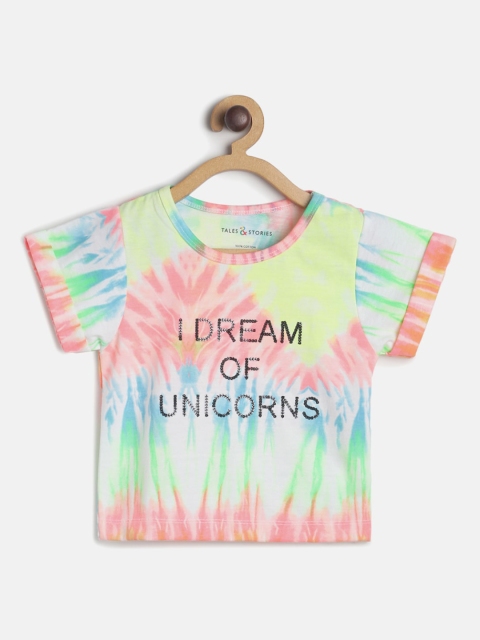 

TALES & STORIES Girls Multicoloured Printed Round Neck T-shirt, Multi