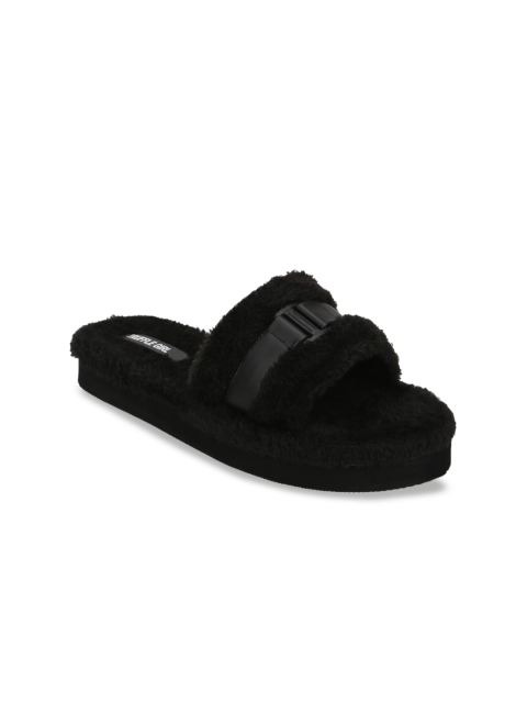 

Truffle Collection Women Black Embellished Open Toe Flats