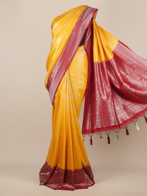 

Pothys Yellow Woven Design Jute Silk Saree