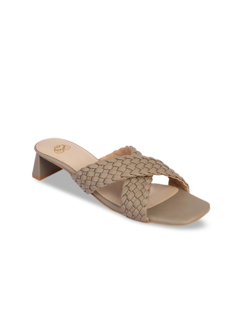 

Sole To Soul Women Grey Woven Design Block Heels