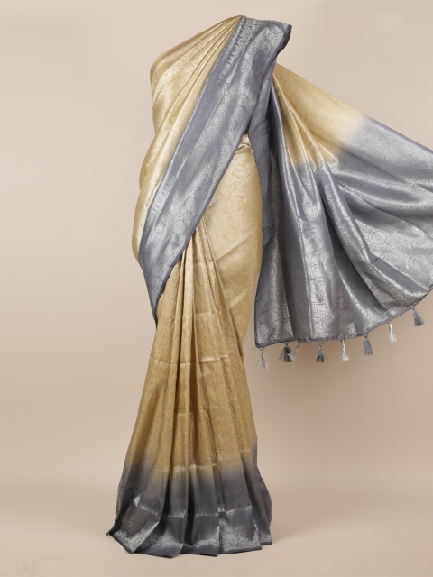 

Pothys Gold-Toned & Silver-Toned Jute Silk Woven Design Saree