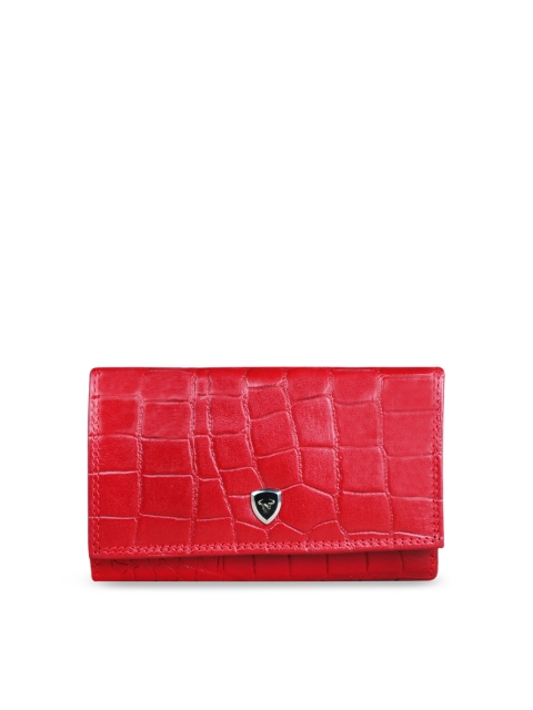 

CALFNERO Red Genuine Leather Solid Clutch