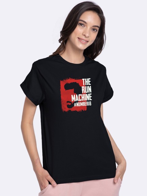 

Bewakoof Women Black Printed Round Neck T-shirt