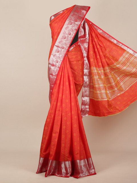 

Pothys Orange Woven Design Jute Silk Saree