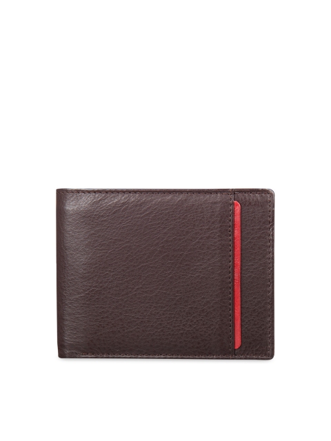 

Leather Zentrum Men Brown & Red Textured Two Fold Wallet