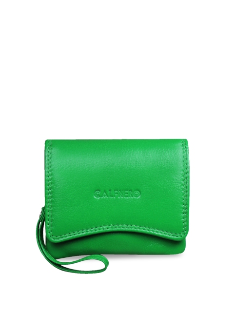 

CALFNERO Green Solid Leather Purse