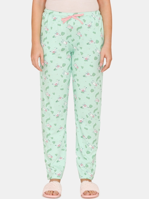 

Zivame Women Green Printed Cotton Lounge Pants