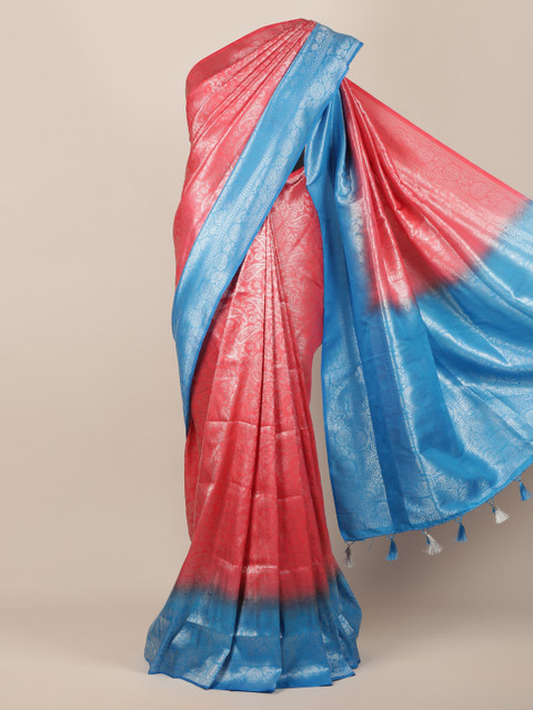 

Pothys Pink & Blue Jute Silk Woven Design Saree