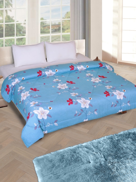

ROMEE Blue & White Floral AC Room 150 GSM Double Bed Comforter