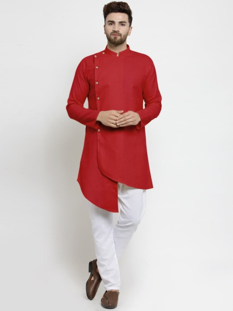 

TREEMODA Men Red Solid Kurta with Pyjamas