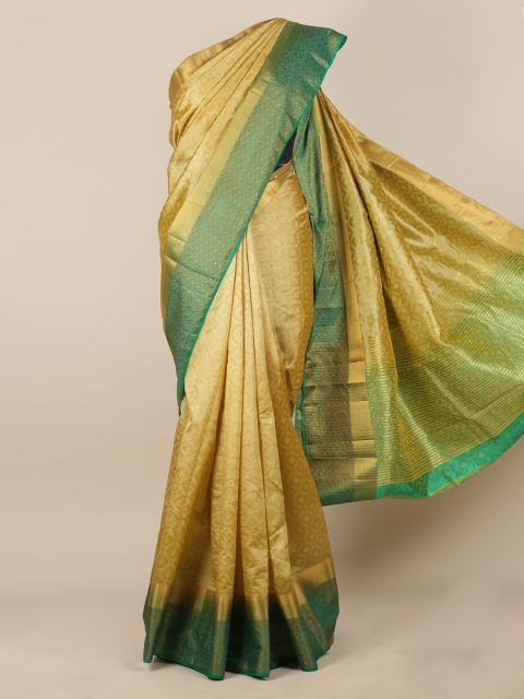 

Pothys Gold-Toned & Green Jute Silk Woven Design Saree