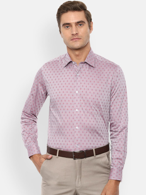 

Louis Philippe Men Pink Slim Fit Printed Casual Cotton Shirt