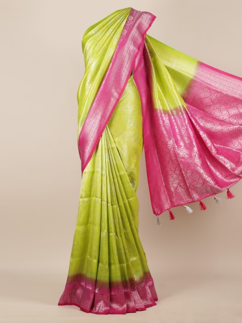 

Pothys Parrot Green & Pink Jute Silk Woven Design Saree