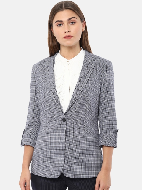 

Van Heusen Woman Women Grey Checked Single-Breasted Formal Blazer