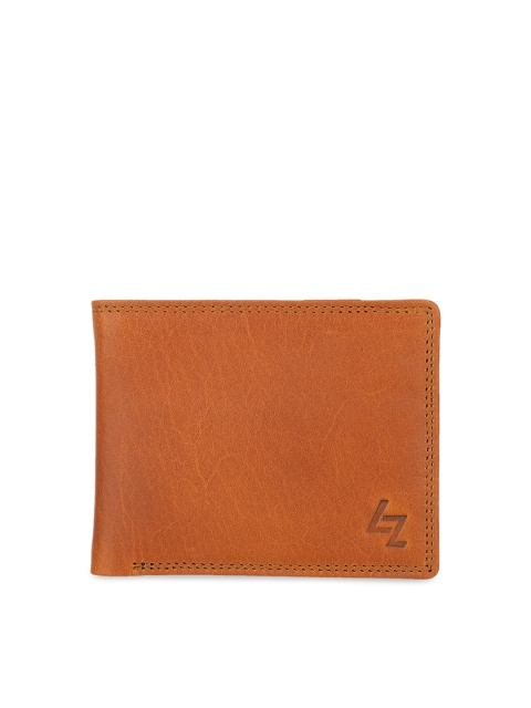 

Leather Zentrum Men Tan Brown Solid Leather RFID Two Fold Wallet