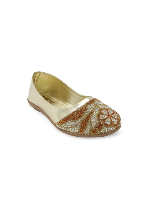 Jazzy Juniors Girls Gold-Toned Embellished Ballerinas