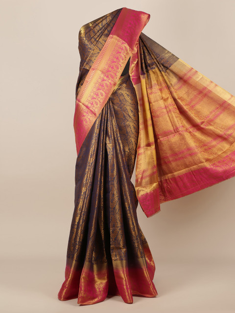 

Pothys Navy Blue Woven Design Jute Silk Saree