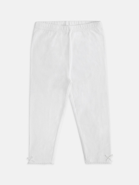 

Pantaloons Baby Girls White Solid Ankle-Length Leggings