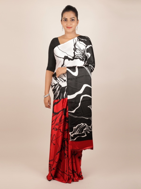 

Pothys Red & Black Satin Colourblocked Saree