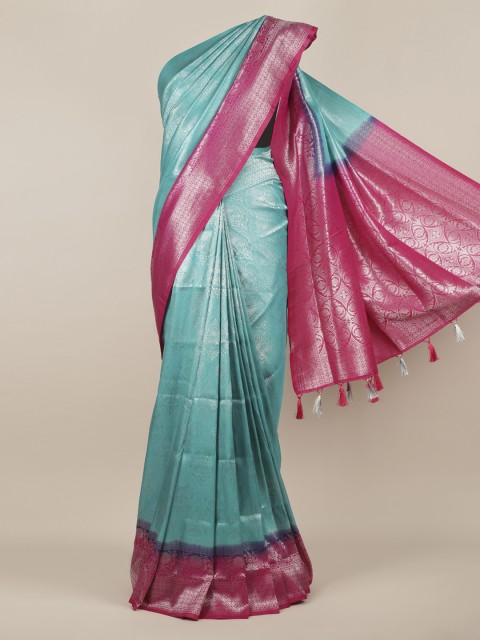 

Pothys Blue & Pink Jute Silk Woven Design Saree