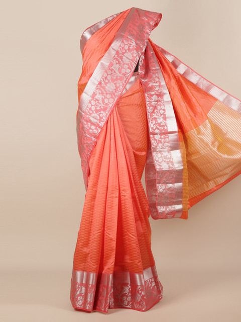 

Pothys Peach-Coloured Solid Jute Silk Saree