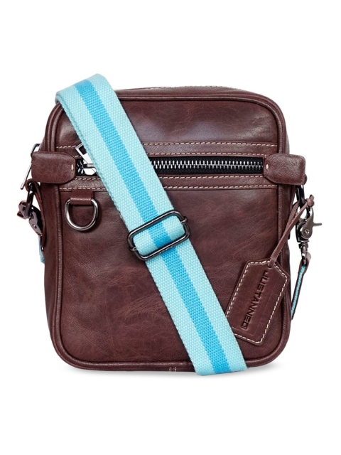 

Justanned Men Brown Textured Leather Messenger Bag