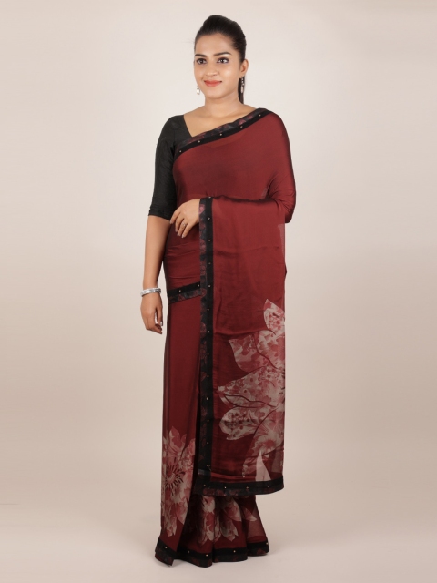 

Pothys Maroon Printed Poly Georgette Saree