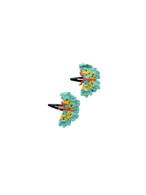 

Woonie Girls Green & Yellow Set of 2 Embellished Tic Tac Hair Clip
