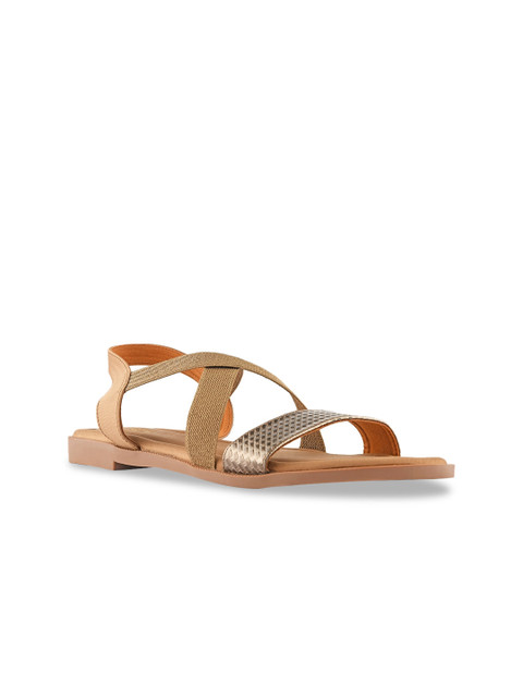 

NECTAR KICKS Women Gold-Toned Colourblocked Open Toe Flats