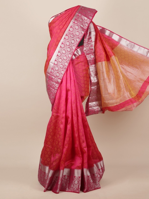 

Pothys Magenta & Silver-Coloured Jute Silk Woven Design Saree