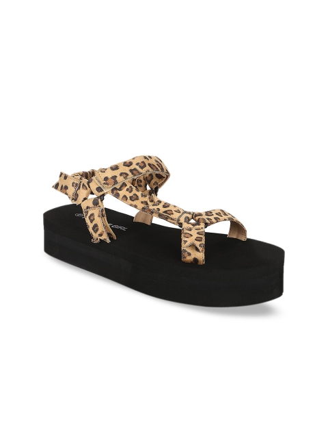 

Truffle Collection Women Brown Printed Suede Heels