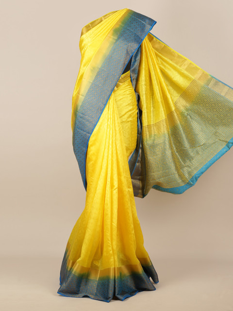 

Pothys Yellow Woven Design Jute Silk Saree