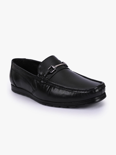 

BuckleUp Men Black Solid Leather Formal Loafers