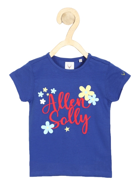 

Allen Solly Junior Girls Blue Printed Round Neck Cotton Pure Cotton T-shirt
