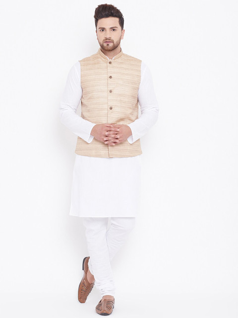 

VASTRAMAY Men White Regular Kurta with Pyjamas