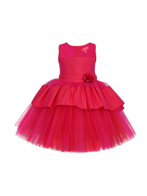 

Toy Balloon kids Girls Pink Self Design Fit and Flare Dress