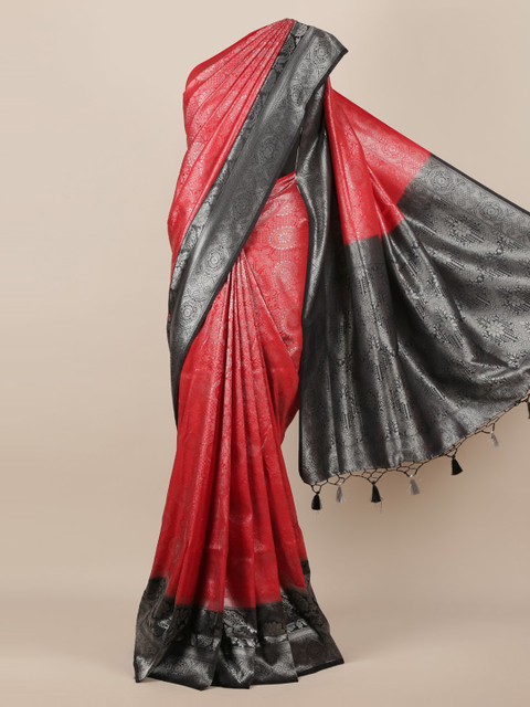 

Pothys Red Woven Design Jute Silk Saree