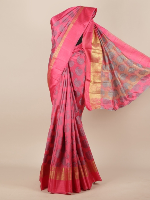 

Pothys Pink Woven Design Jute Silk Saree