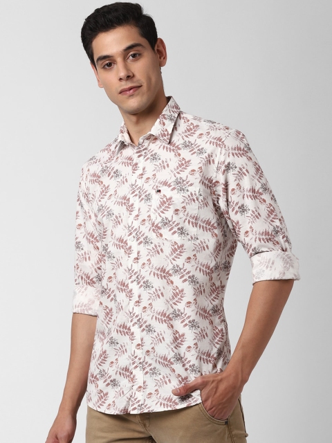

Peter England Casuals Men White & Red Slim Fit Printed Pure Cotton Casual Shirt