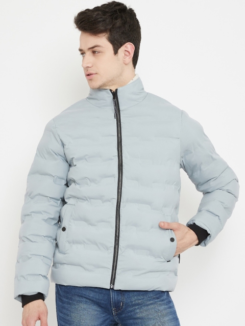 

Okane Men Blue Printed Puffer Jacket