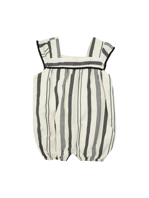 

MeeMee Infant Girls Off White & Black Striped Dungarees