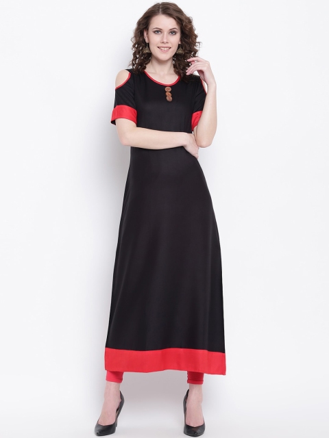 

Napra Women Black Cold-shoulder Sleeves Kurta
