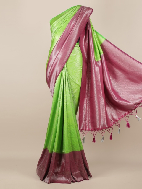 

Pothys Green & Pink Jute Silk Woven Design Saree
