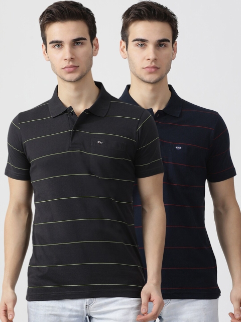 

Cloak & Decker Men Pack of 2 Striped Polo Collar T-shirt, Black