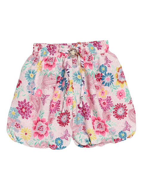 

SWEET ANGEL Girls Pink & Green Floral Printed Loose Fit Regular Shorts