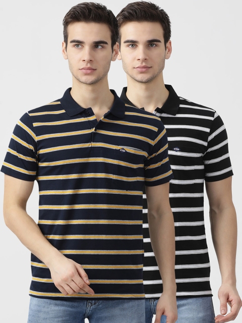 

Cloak & Decker Men Multicoloured Striped Polo Collar T-shirt, Multi