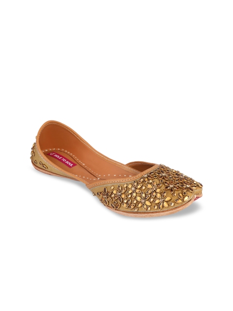 

Sole To Soul Women Bronze-Toned Embellished Leather Mojaris
