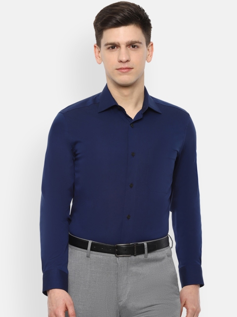 

Louis Philippe Permapress Men Navy Blue Regular Fit Solid Casual Cotton Shirt