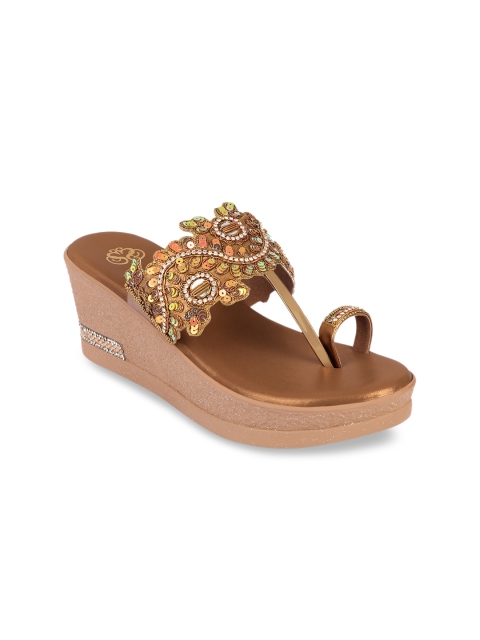 

Sole To Soul Women Bronze-Toned Embellished Sandals